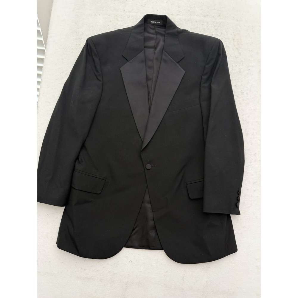 Lord West Vintage Black Tuxedo 41R Wool Shawl Lapel 70s Wedding USA ACWA Union - Picture 2 of 16